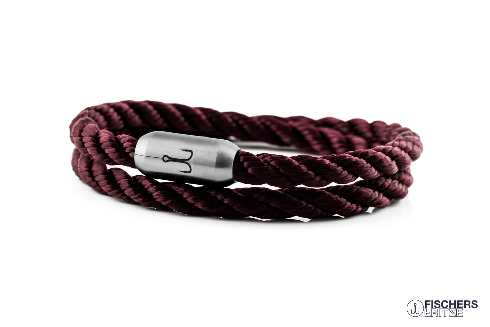 fischers-fritze-garnele-bert-segeltau-armband-dunkelrot-gedreht image 1