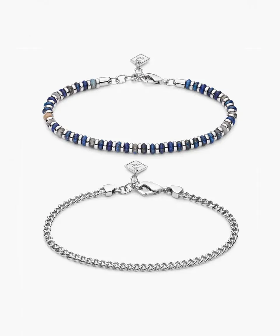 pig-hen-brontide-4mm-lapis-lazuli-curb-chain-set-925-sterling-silver image 1