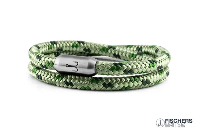 fischers-fritze-garnele-bjarne-segeltau-armband-pastellgr-n-grasgr-n-dunkelgr-n image 1