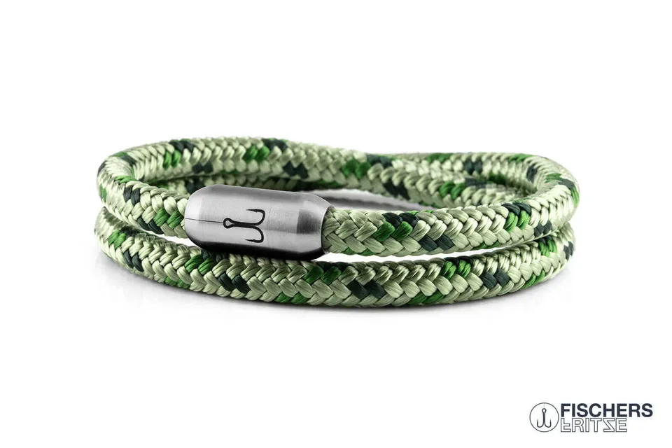 fischers-fritze-garnele-bjarne-segeltau-armband-pastellgr-n-grasgr-n-dunkelgr-n image 1