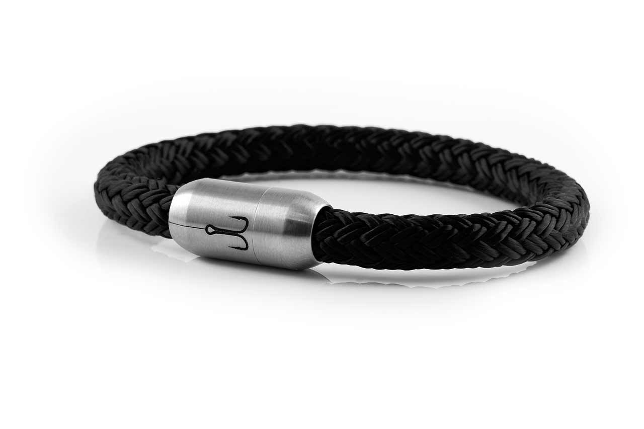 fischers-fritze-makrele-segeltau-armband-schwarz-handgemacht-im-geschenkkarton image 1