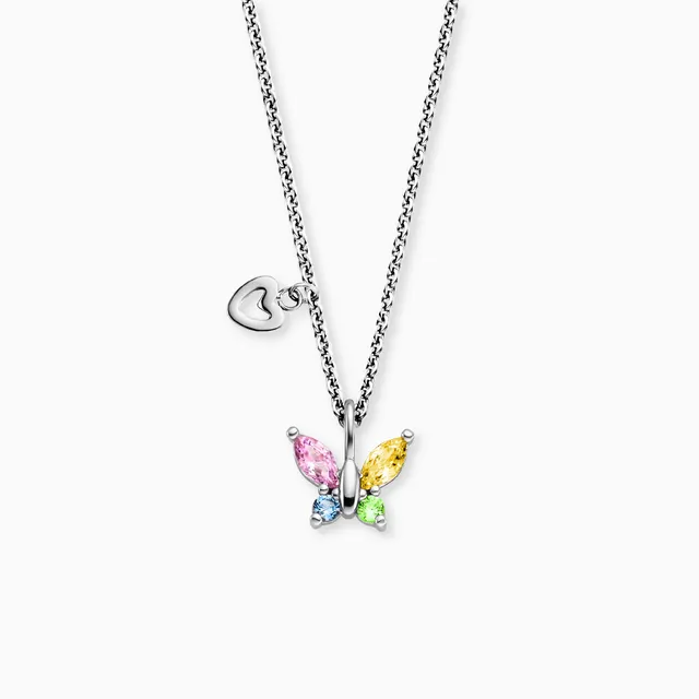 herzengel-kinder-halskette-edelstahl-schmetterling-zirkonia-multicolor image 1