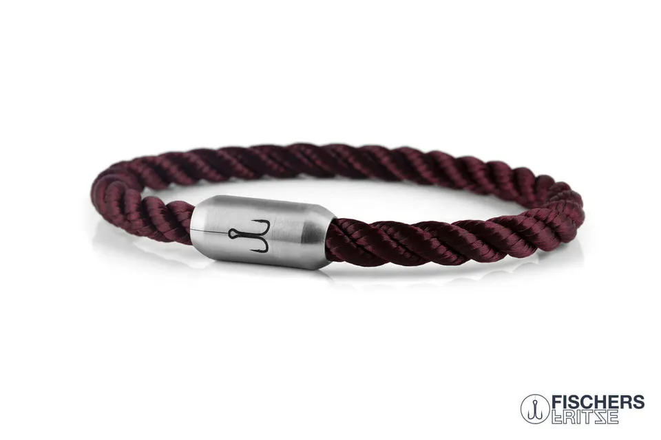 fischers-fritze-krabbe-berta-segeltau-armband-dunkelrot-gedreht image 1