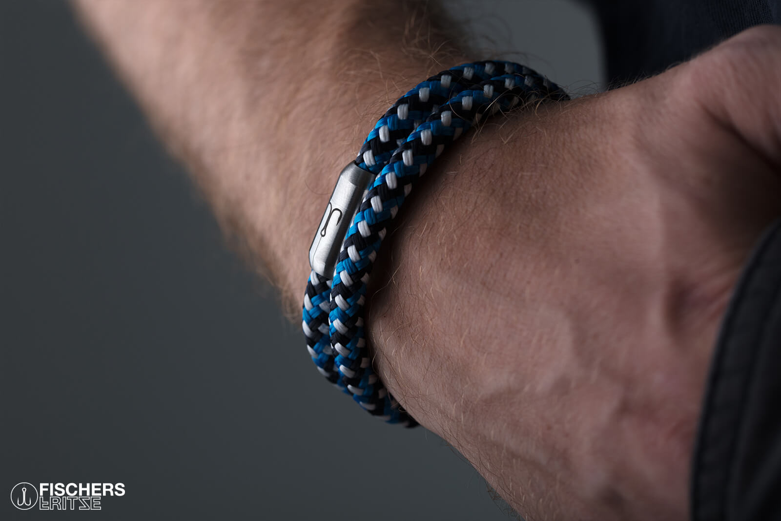 fischers-fritze-garnele-moritz-segeltau-armband-marineblau-stahlblau-wei image 2