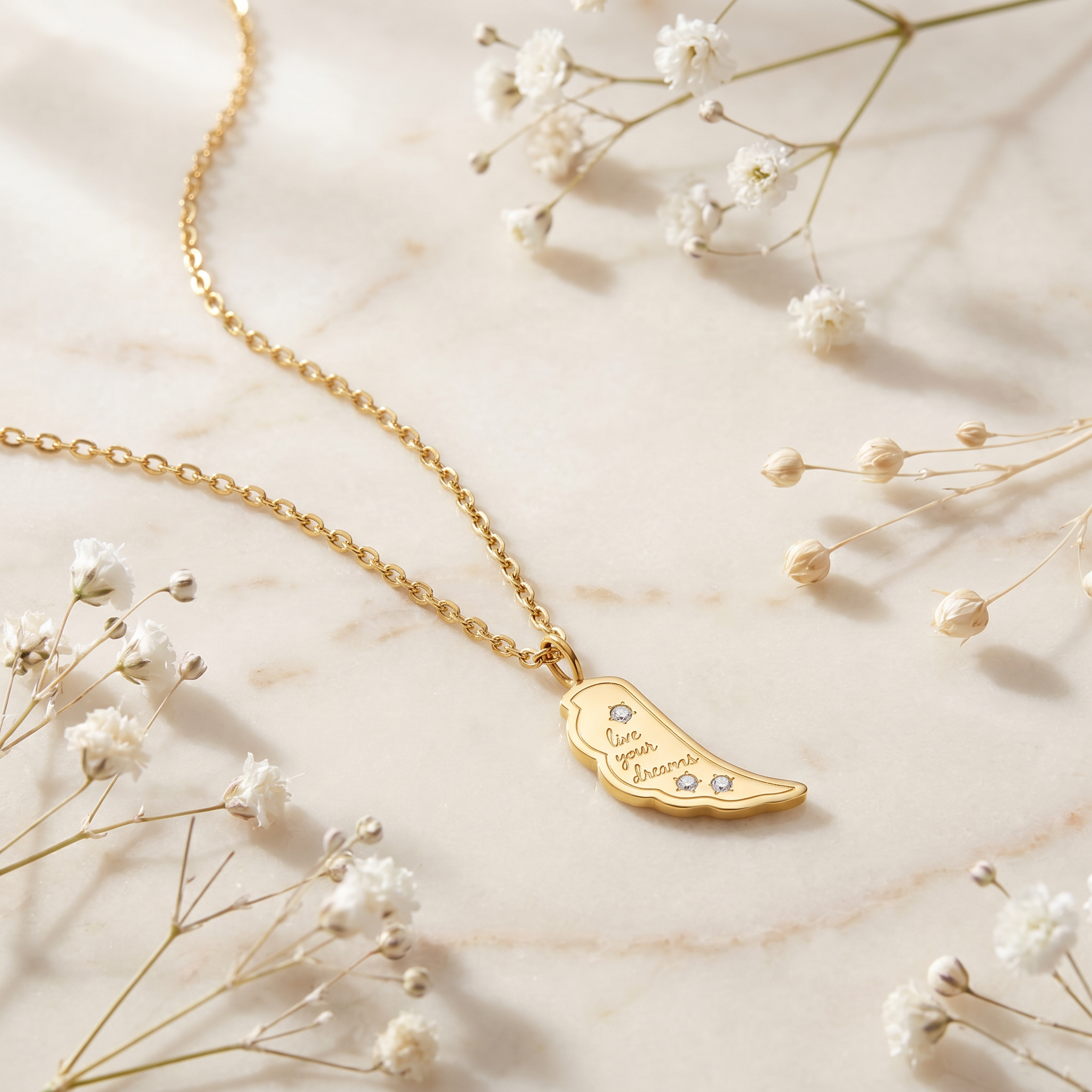 engelsrufer-mysteel-halskette-edelstahl-gold-mit-gru-karte-live-your-dream image 4