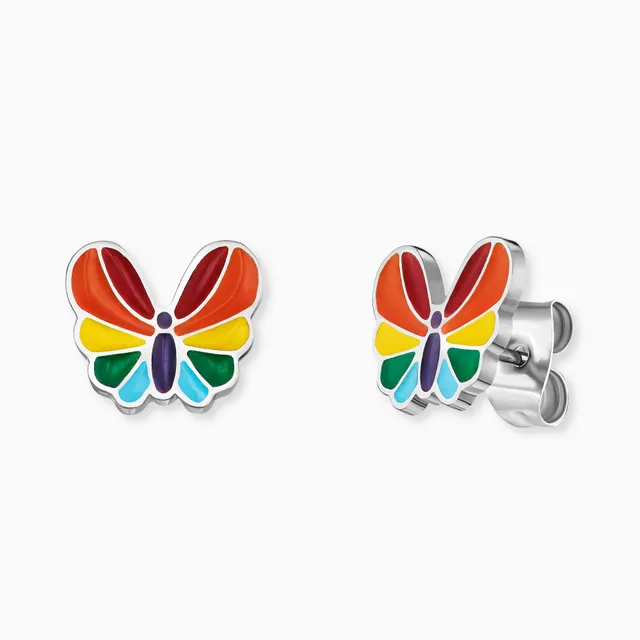 engelsrufer-herzengel-kinder-ohrstecker-edelstahl-schmetterling-bunt-mit-emaille image 1