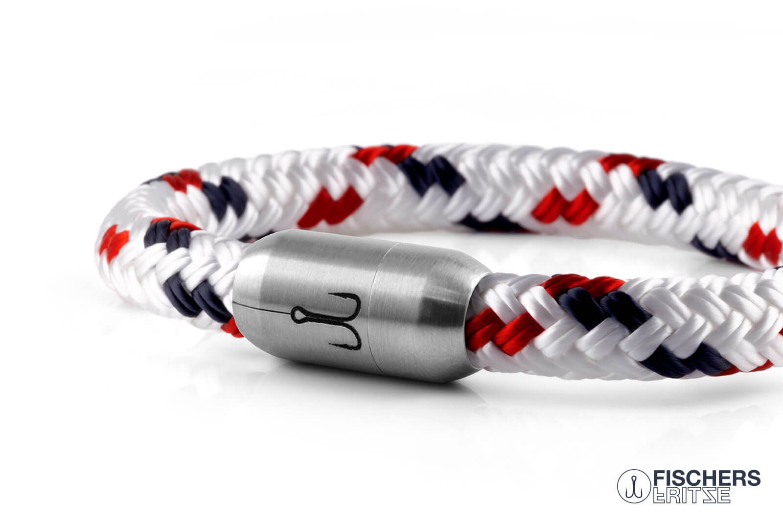 fischers-fritze-makrele-wm-edition-2026-england-segeltau-armband-weiss-rot-marin image 4