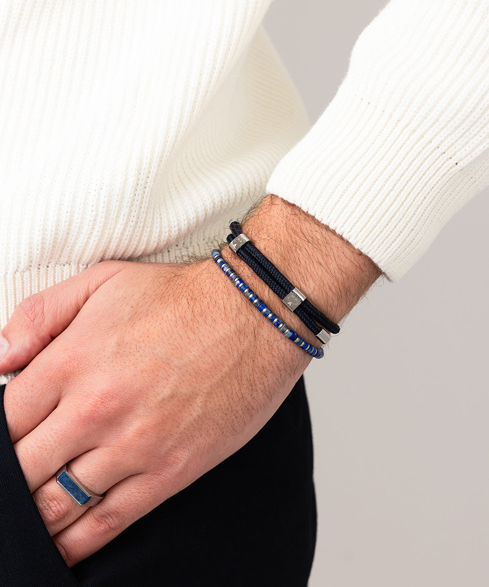 pig-hen-little-lewis-dbl-seil-armband-herren-navy-silver image 3