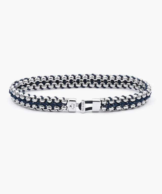 pig-hen-catena-venetian-7mm-herren-kettenarmband-navy-silver image 1