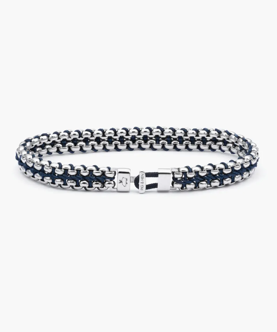 pig-hen-catena-venetian-7mm-herren-kettenarmband-navy-silver image 1