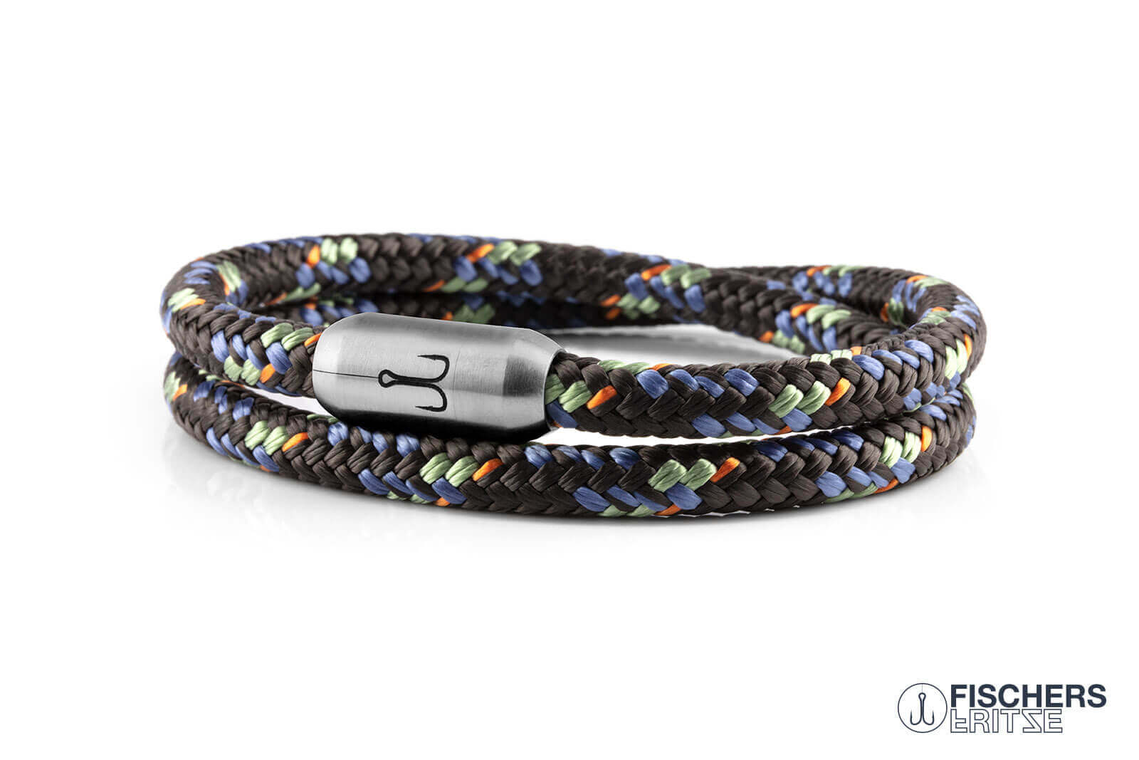 fischers-fritze-garnele-jannes-segeltau-armband-kaffeebraun-pastellblau-pastellg image 1