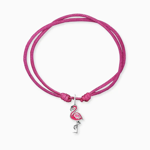 herzengel-kinder-armband-edelstahl-flamingo-emaille-nylon image 1
