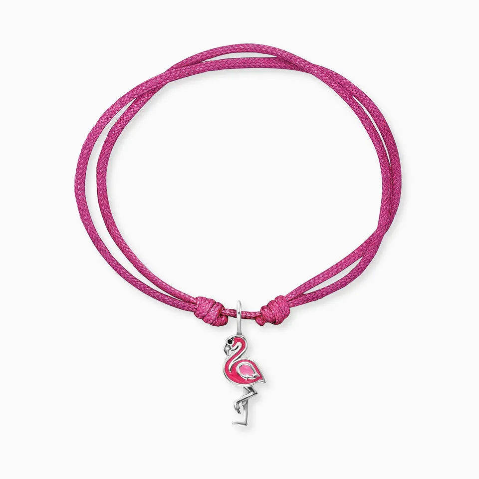 herzengel-kinder-armband-edelstahl-flamingo-emaille-nylon image 1