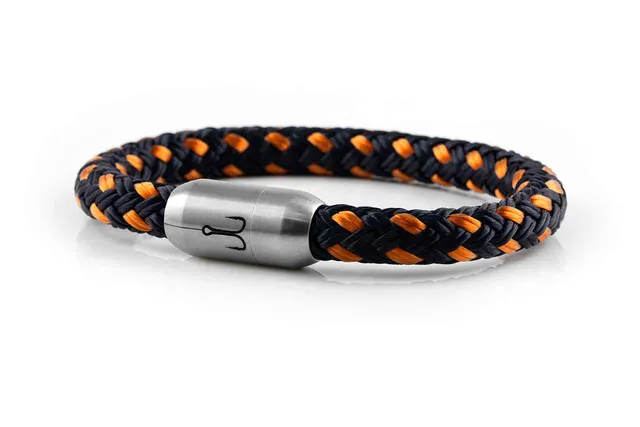 fischers-fritze-makrele-segeltau-armband-marineblau-orange-handgemacht image 1