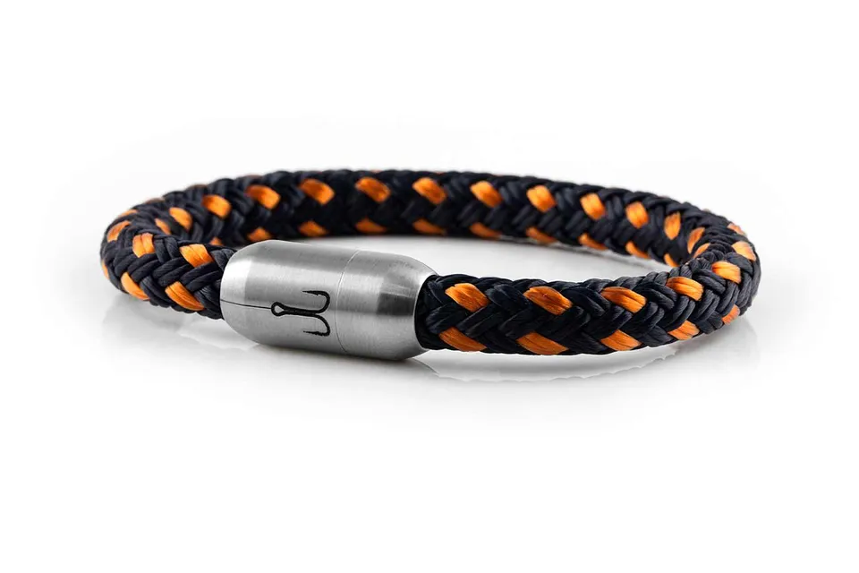 fischers-fritze-makrele-segeltau-armband-marineblau-orange-handgemacht image 1