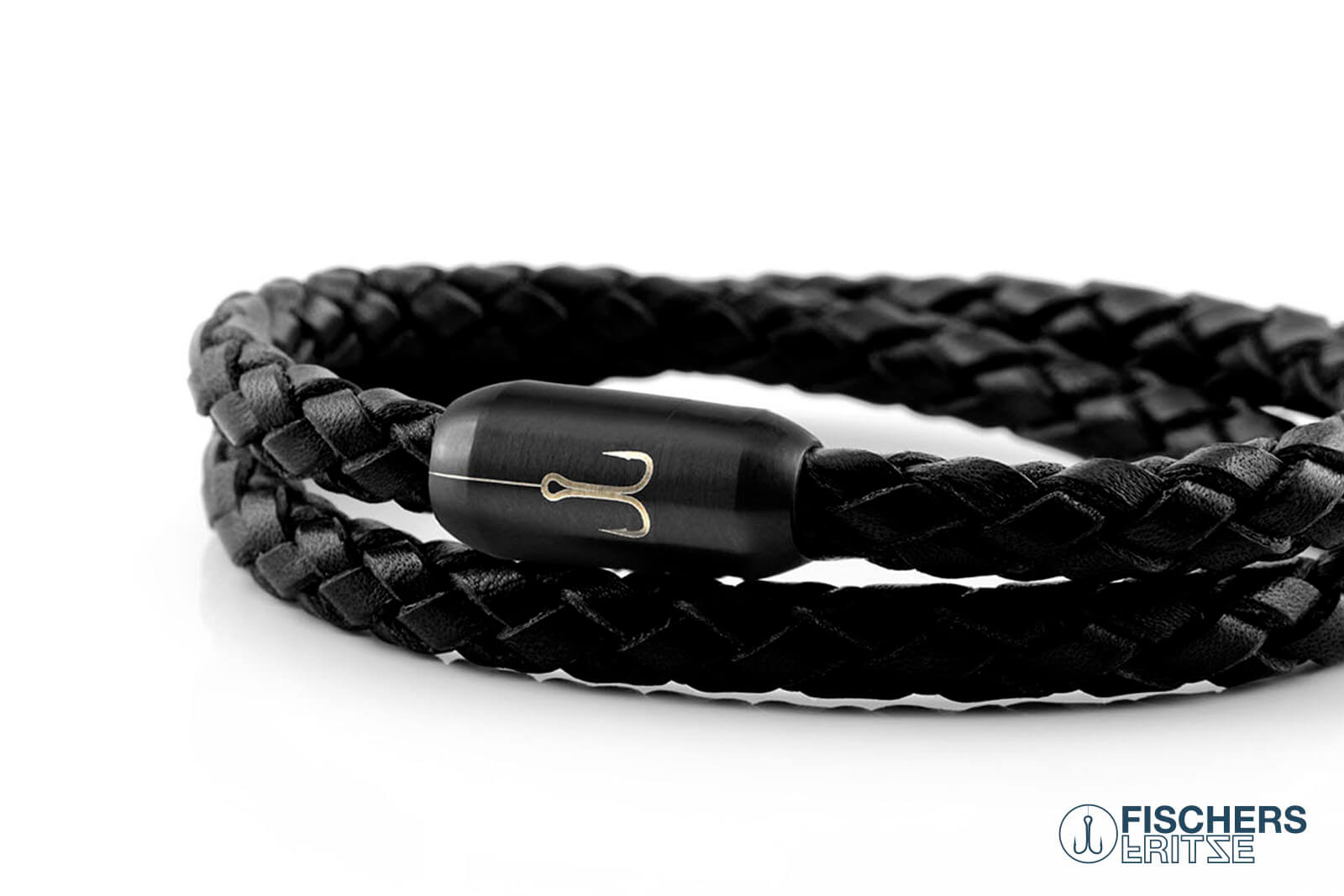 fischers-fritze-torpedogarnele-francisco-armband-schwarzes-geflochtenes-rindsled image 5