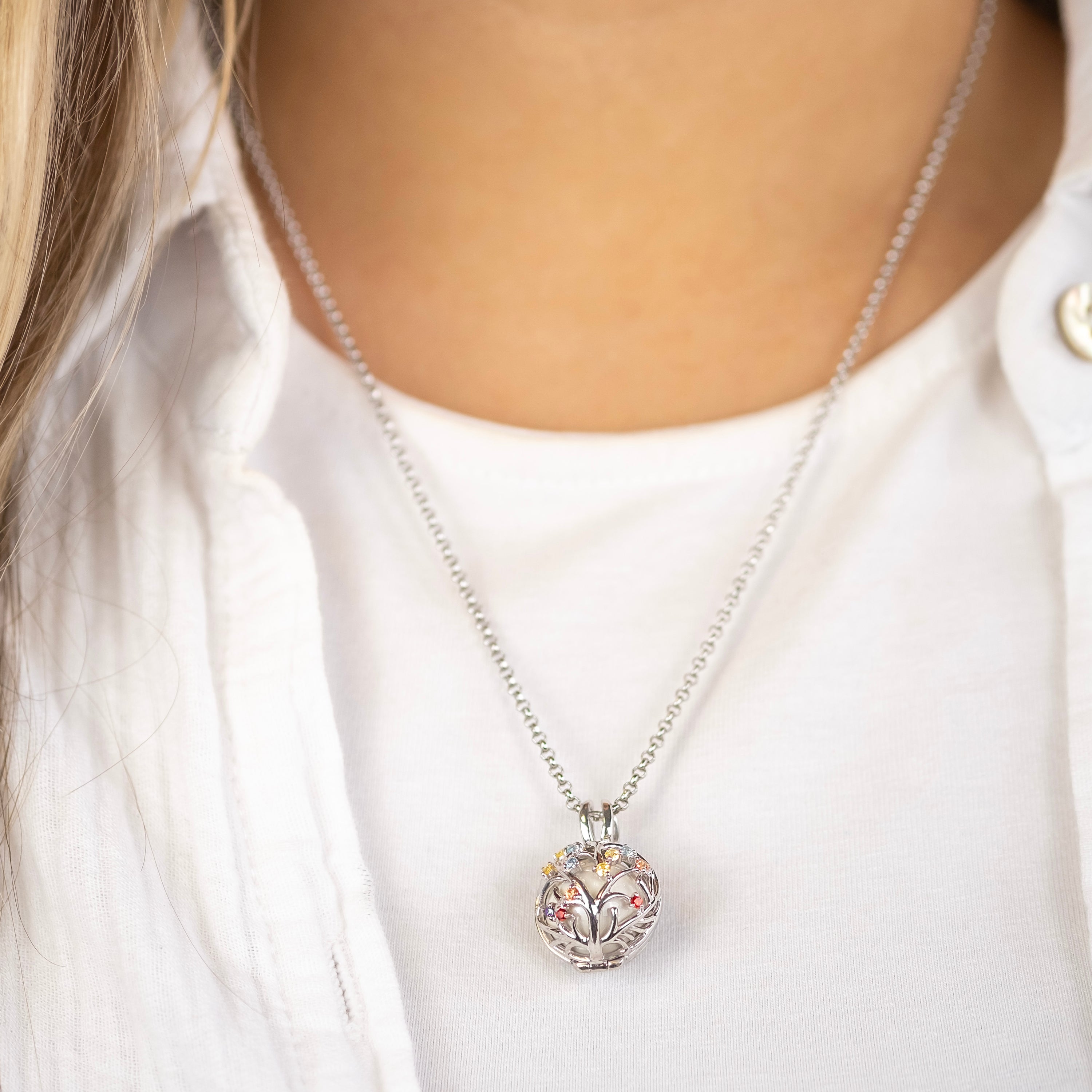 engelsrufer-bloom-anh-nger-925er-silber-klangkugel-wei-mit-zirkonia-multicolor image 2