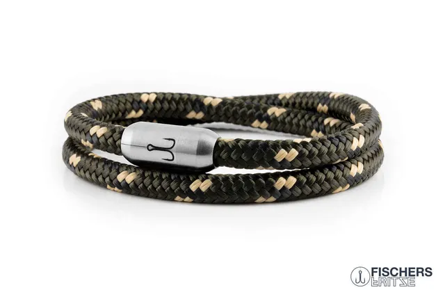 fischers-fritze-garnele-julian-segeltau-armband-olivgr-n-schwarz-natur-6-mm image 1