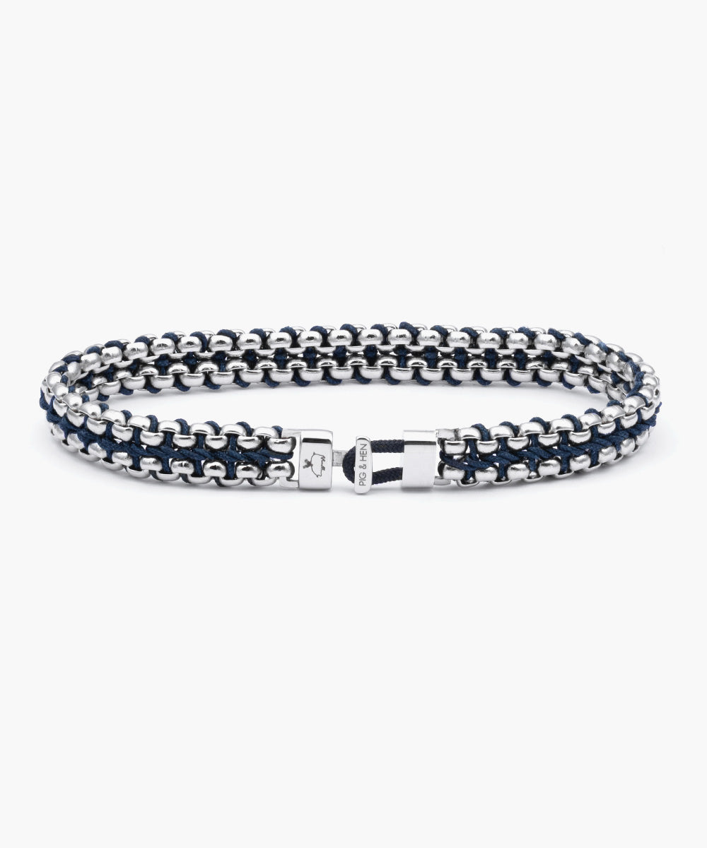 pig-hen-catena-venetian-7mm-herren-kettenarmband-navy-silver image 1
