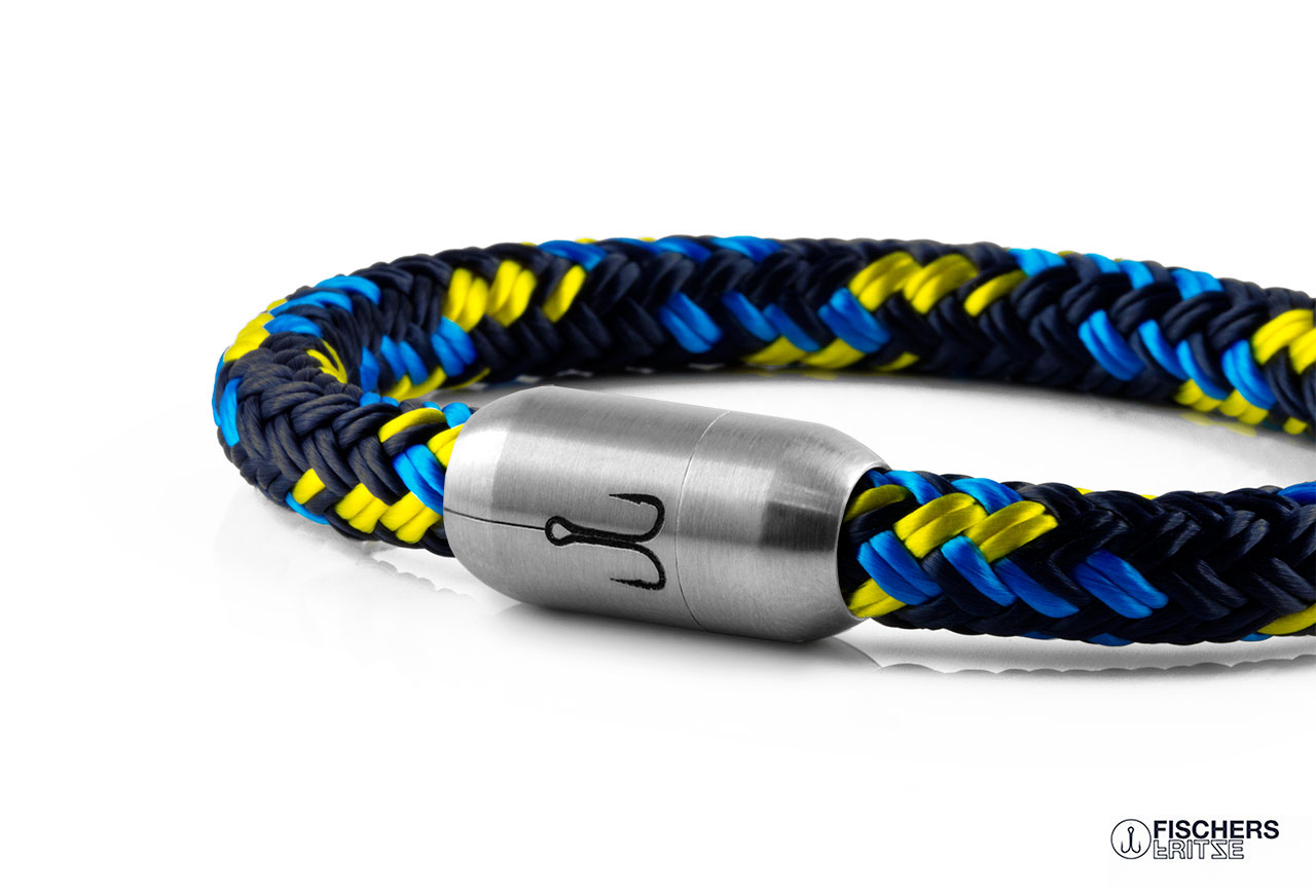 fischers-fritze-makrele-lorenz-armband-marineblau-stahlblau-gelb-8-mm image 6