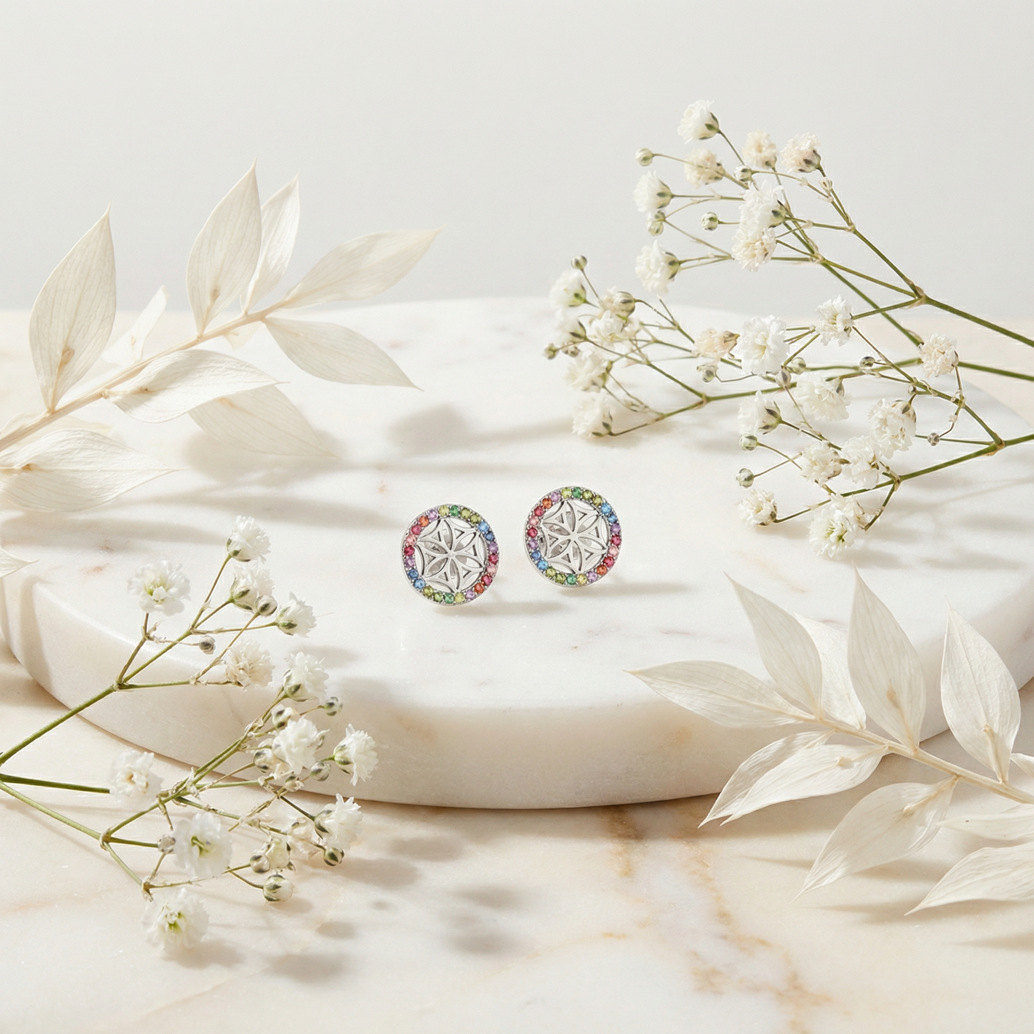 engelsrufer-ohrstecker-925er-silber-lebensblume-mit-zirkonia-multicolor image 3