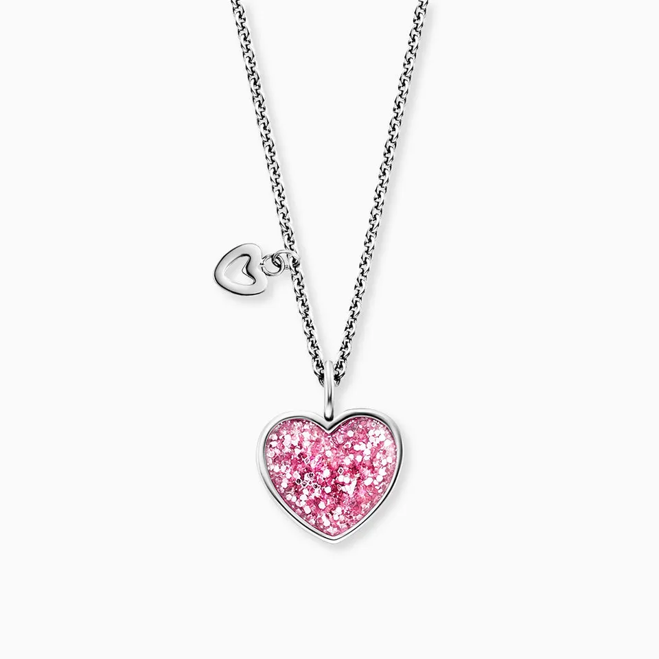 herzengel-kinder-halskette-edelstahl-glitzerherz-rosa-mit-emaille image 1