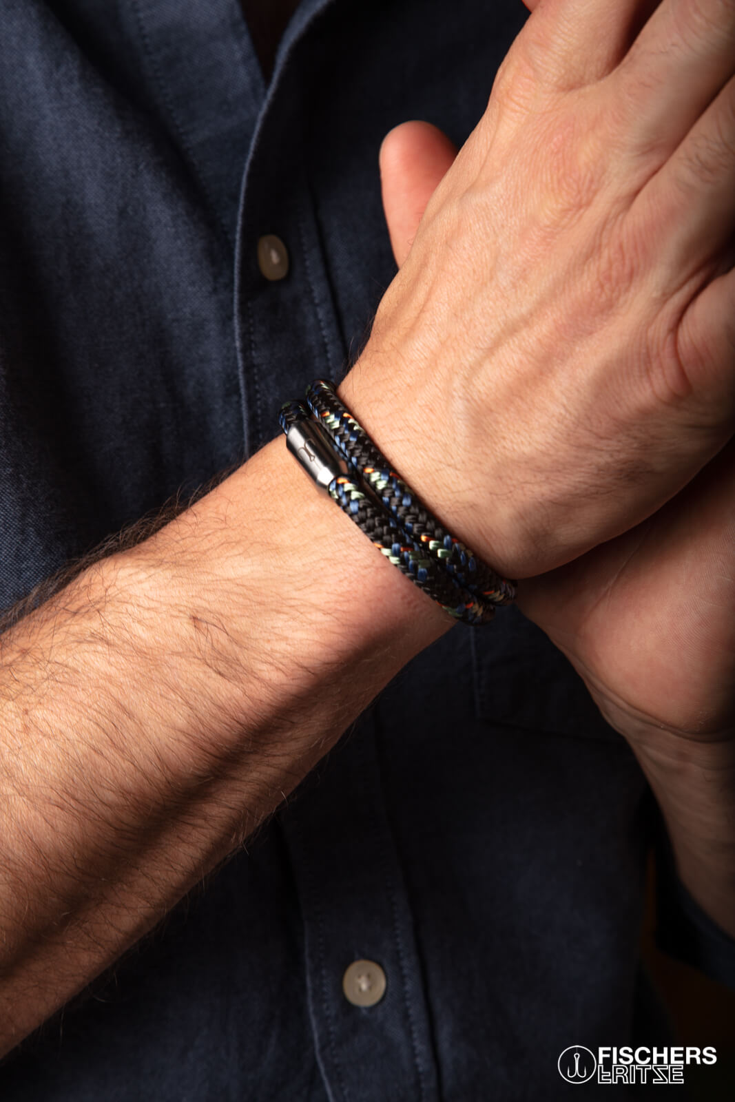 fischers-fritze-garnele-jannes-segeltau-armband-kaffeebraun-pastellblau-pastellg image 2