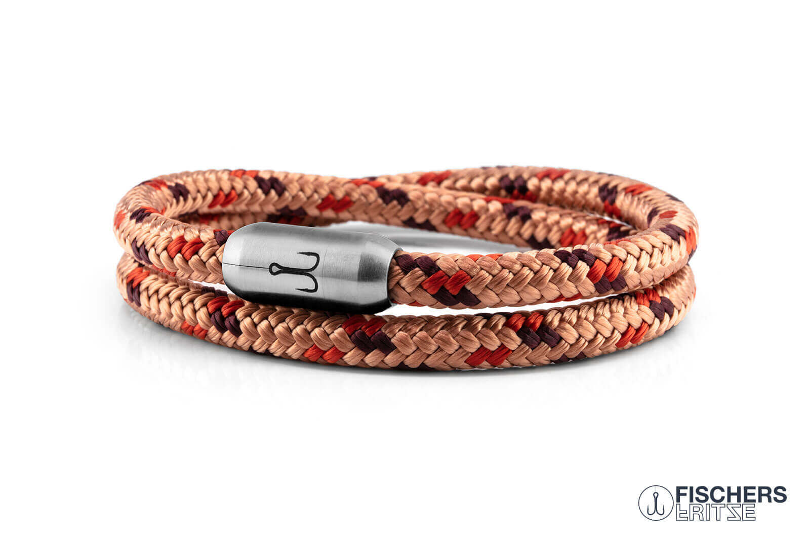 fischers-fritze-garnele-hannes-segeltau-armband-pastellrot-coral-dunkelrot image 1