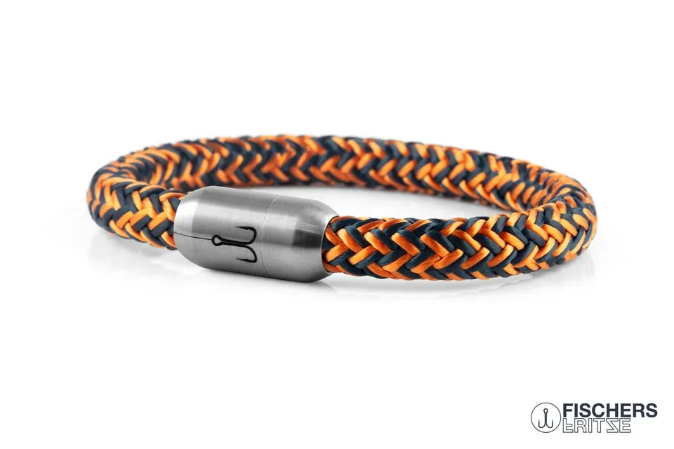 fischers-fritze-makrele-paul-armband-petrol-orange-8-mm-segeltau image 1
