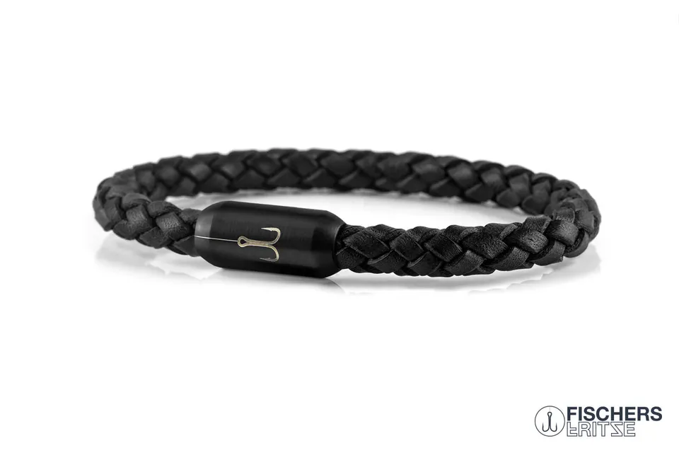 fischers-fritze-leder-torpedokrabbe-francisca-armband-schwarz-geflochten-6-mm image 1