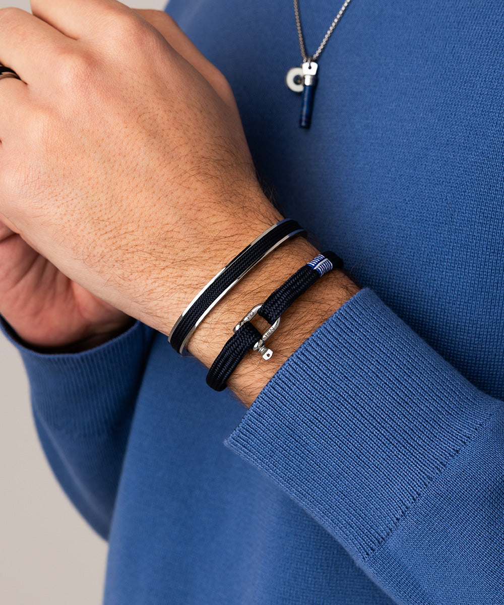 pig-hen-navarch-9mm-cuff-armband-navy-silver image 2