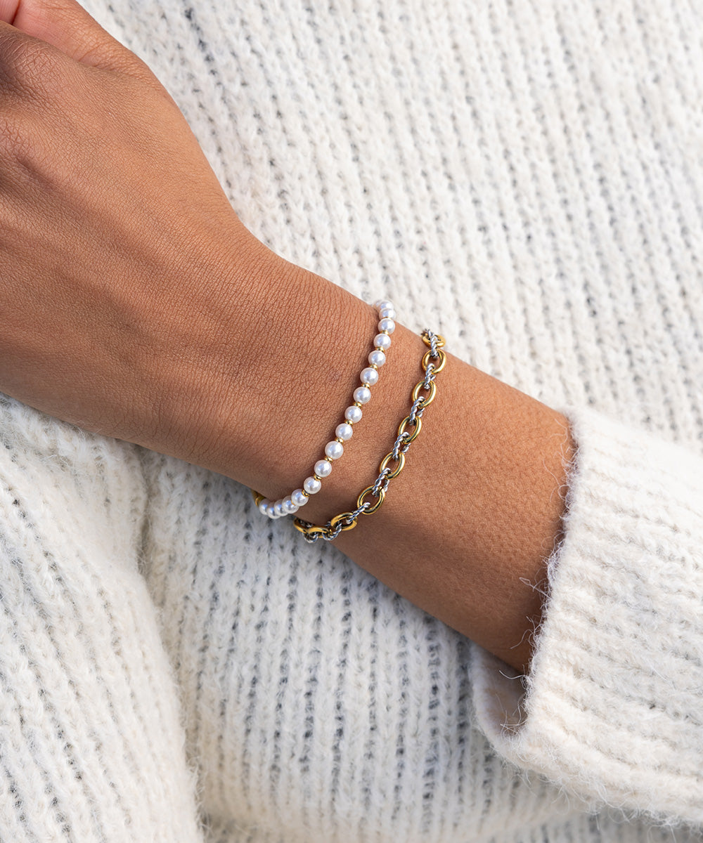pig-hen-brontide-4-mm-pearl-gold-damen-armband-verstellbar image 2