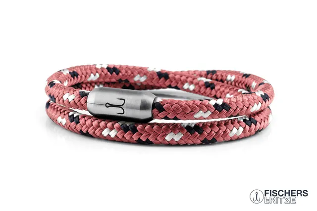 fischers-fritze-garnele-ross-segeltau-armband-rosa-marineblau-weiss image 1