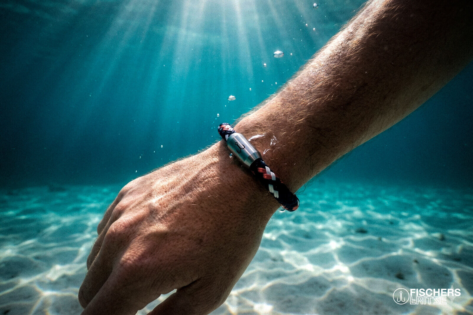fischers-fritze-makrele-klaas-armband-marineblau-rosa-weiss image 2