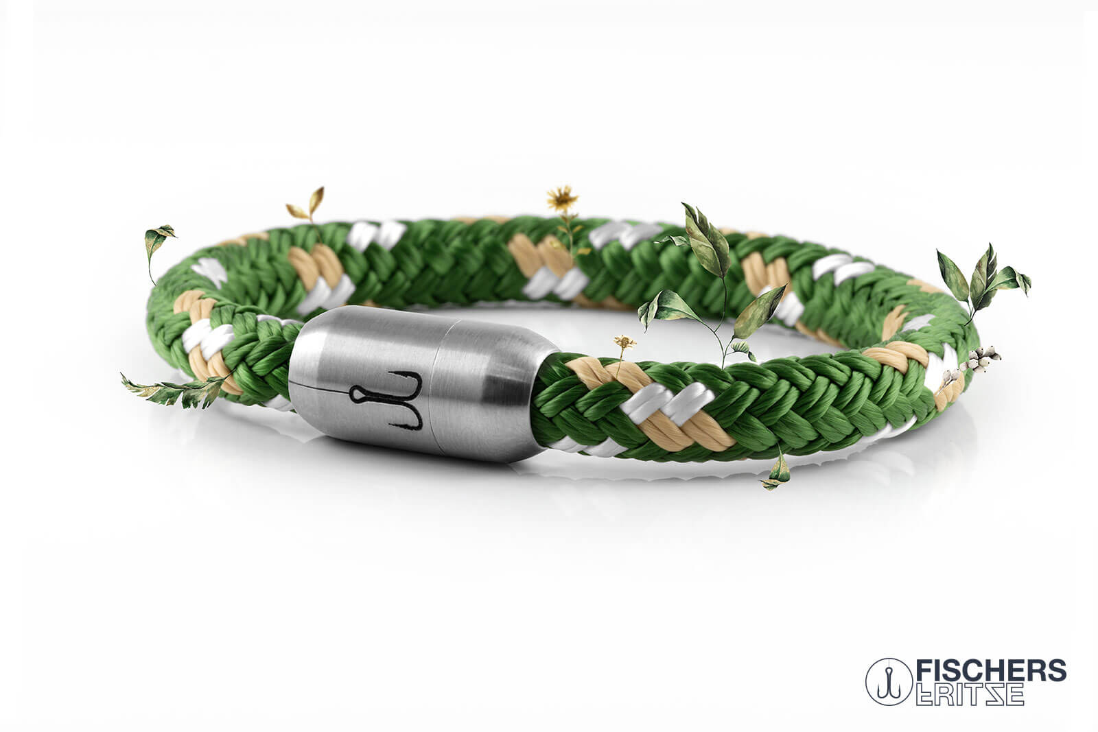 fischers-fritze-makrele-leif-armband-grasgr-n-beige-weiss image 1