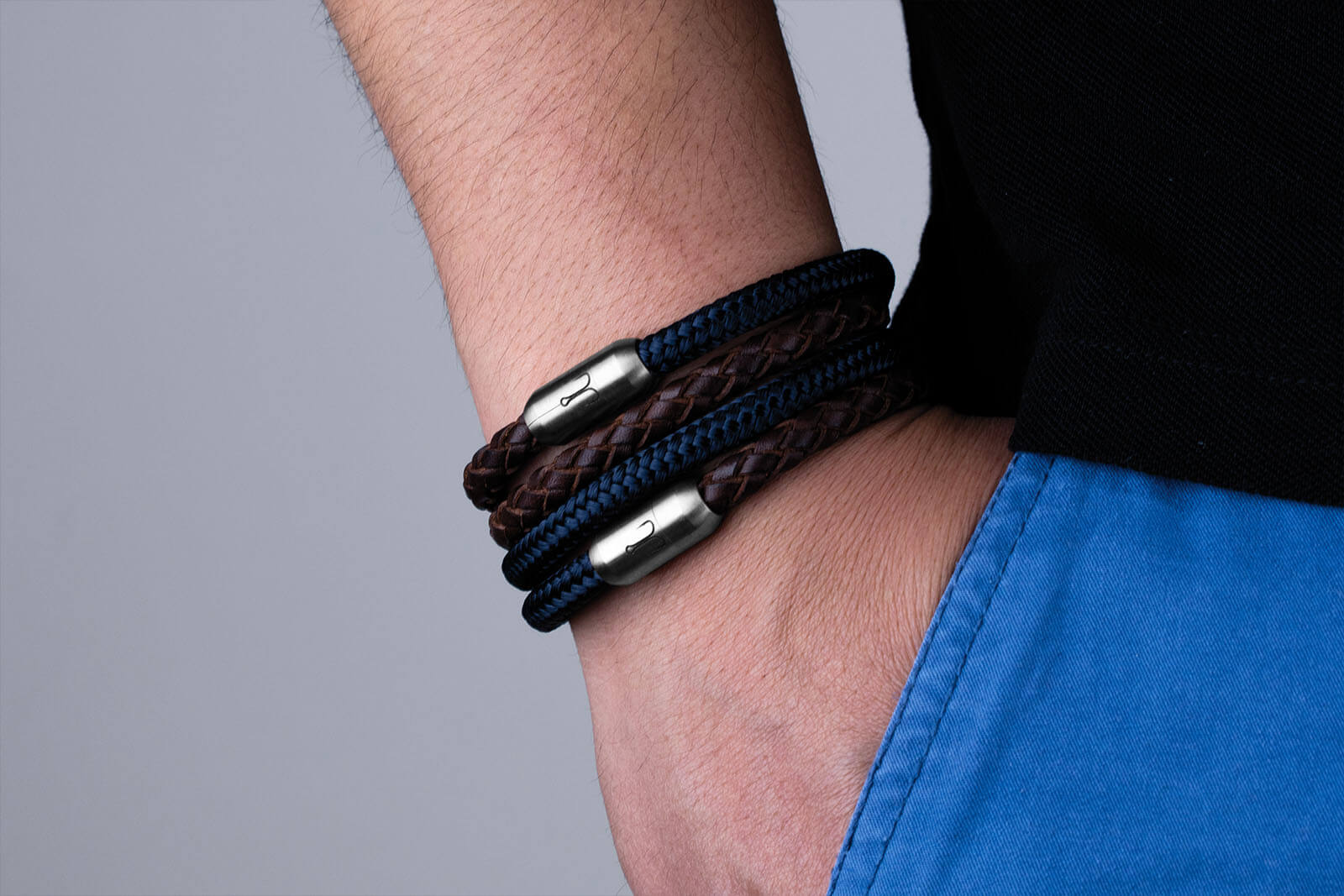 fischers-fritze-garnele-henry-fidel-armband-kombination-marineblau-leder-braun-g image 6