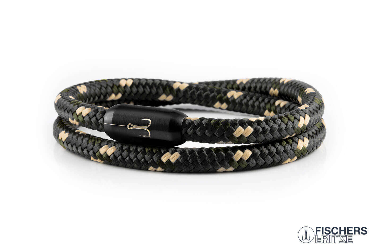 fischers-fritze-torpedogarnele-edward-segeltau-armband-schwarz-olivgr-n-natur image 1