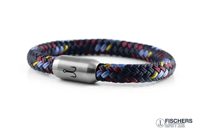 fischers-fritze-makrele-nils-segeltau-armband-marineblau-dunkelrot-pastellblau-c image 1