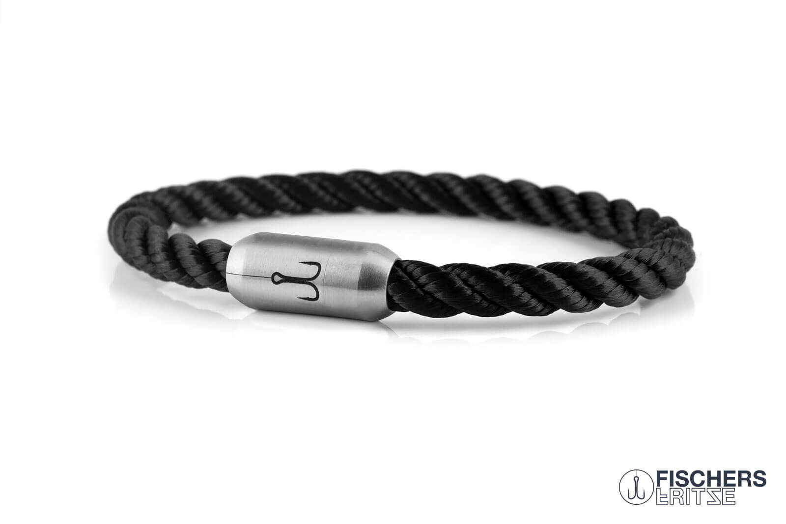fischers-fritze-krabbe-otti-segeltau-armband-schwarz-gedreht image 1