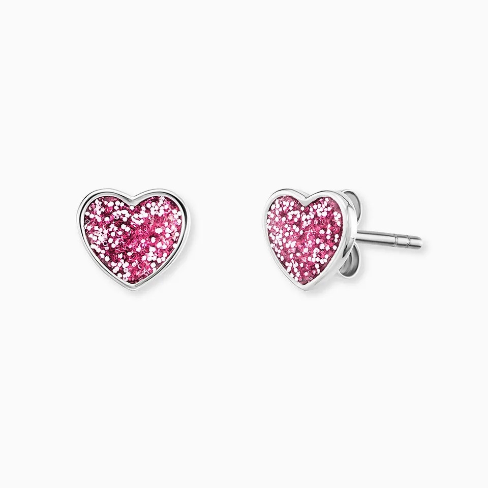 engelsrufer-kinder-ohrstecker-edelstahl-glitzerherz-mit-emaille-rosa-ip-rhodium image 1