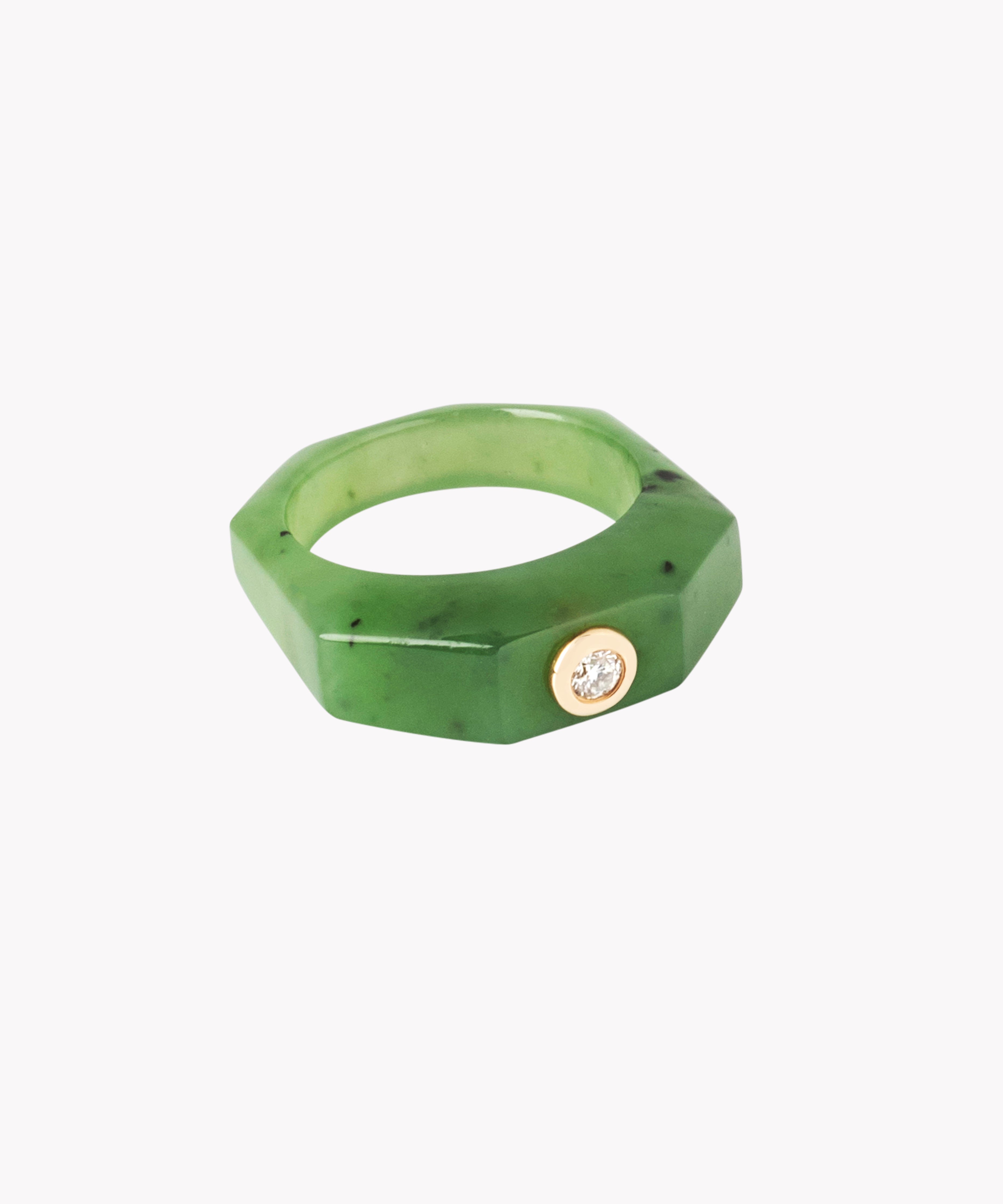 wald-berlin-shining-star-jade-ring-14k-gold-diamant-gr-53 image 2