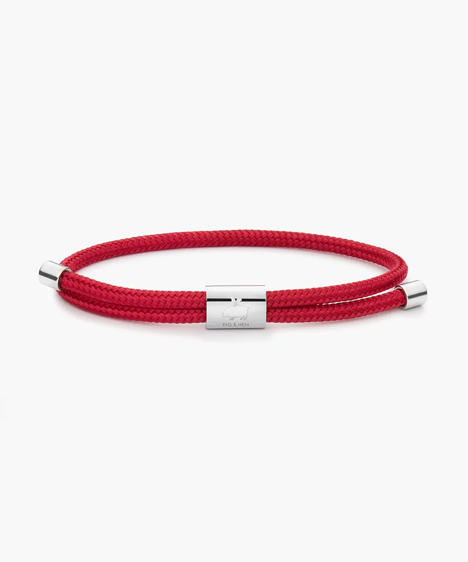 pig-hen-lewis-raspberry-damen-seil-armband-silber-verstellbar image 1