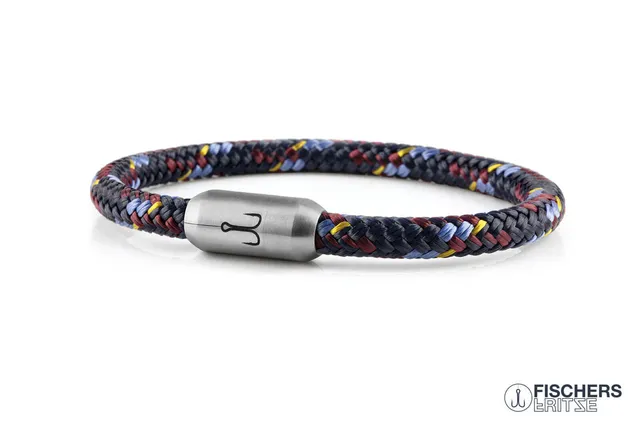 fischers-fritze-krabbe-nele-segeltau-armband-marineblau-dunkelrot-pastellblau-cu image 1