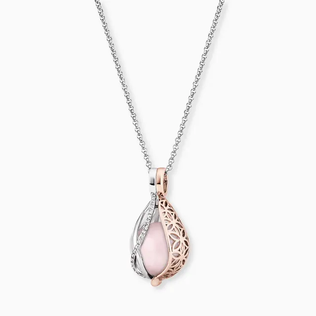 engelsrufer-halskette-925er-silber-himmelstr-ne-bicolor-mit-rosenquarz-und-zirko image 1