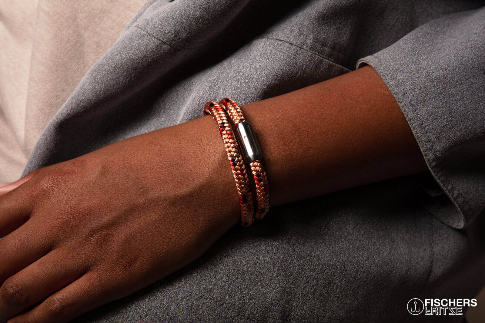 fischers-fritze-garnele-hannes-segeltau-armband-pastellrot-coral-dunkelrot image 7