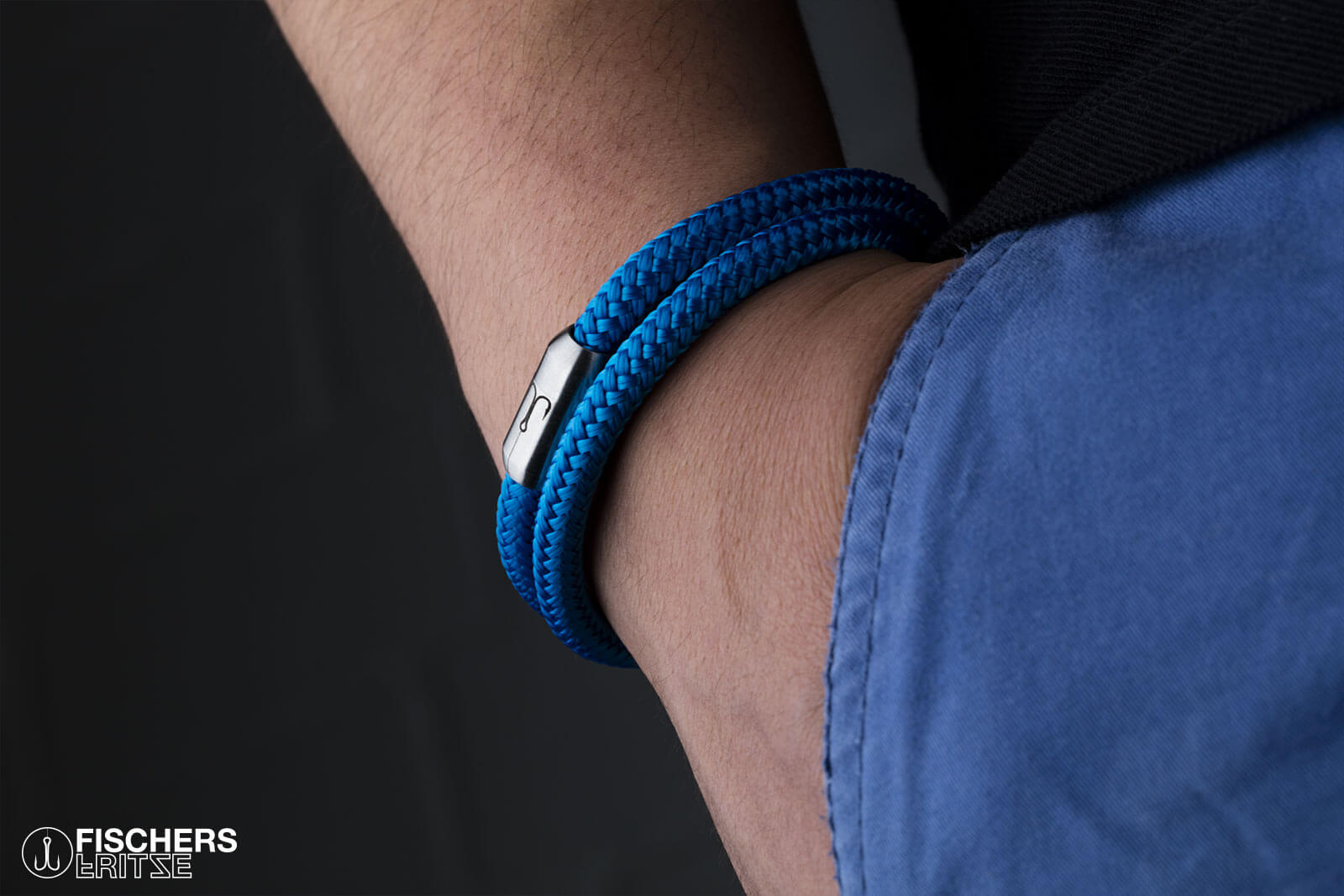 fischers-fritze-garnele-bodo-armband-stahlblaues-segeltau-6-mm image 2