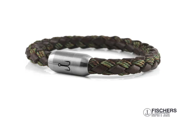fischers-fritze-leder-makrele-forest-armband-braun-gr-n-geflochten-rindsleder image 1