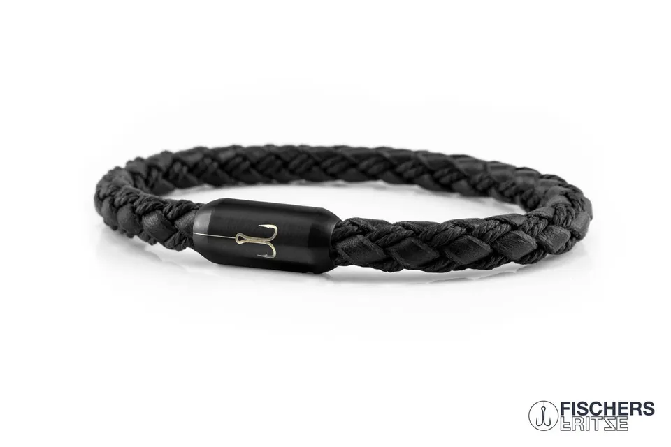 fischers-fritze-torpedokrabbe-fiene-lederarmband-schwarz-geflochten-6mm image 1