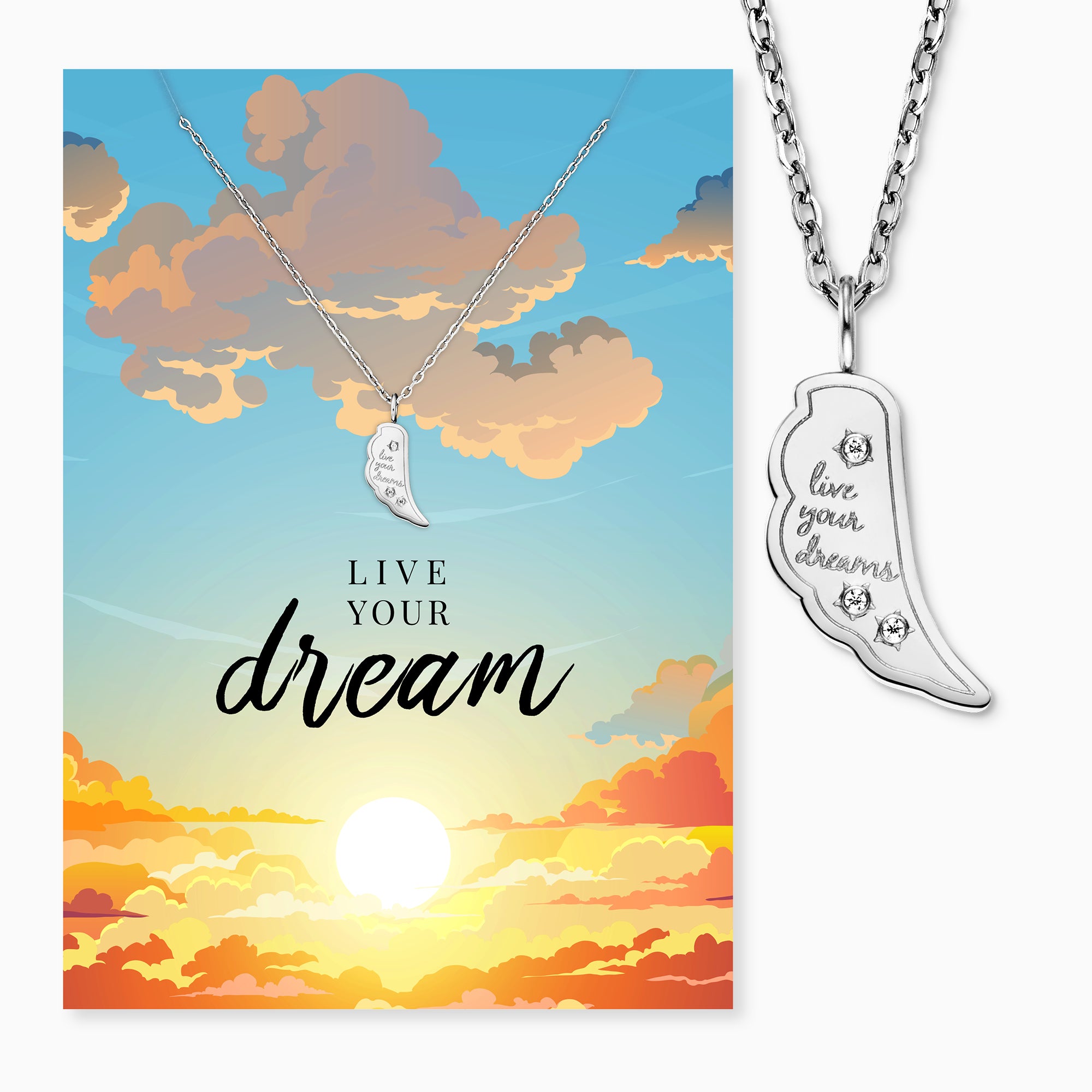 mysteel-by-engelsrufer-halskette-edelstahl-silber-live-your-dream-mit-gru-karte image 3