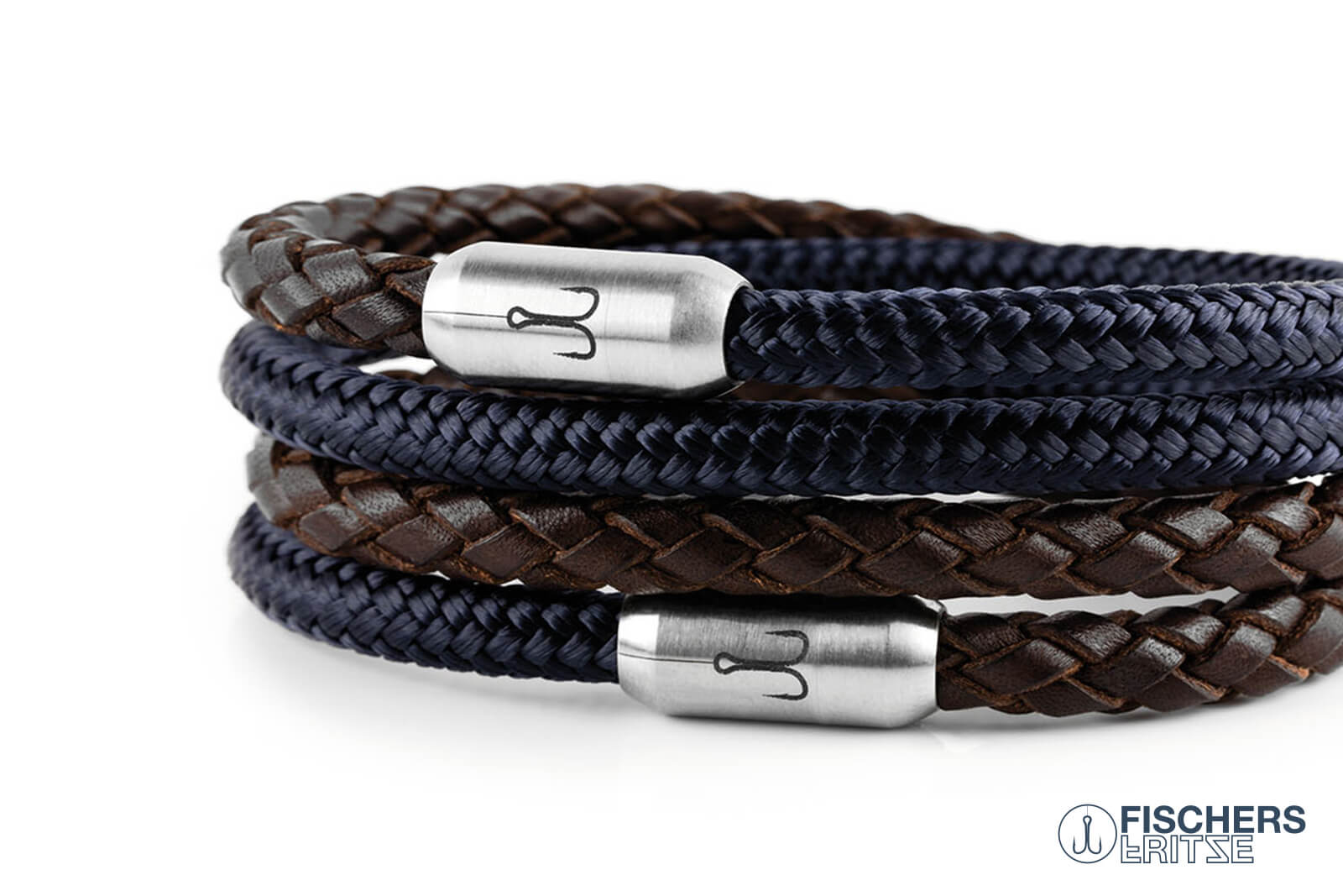 fischers-fritze-garnele-henry-fidel-armband-kombination-marineblau-leder-braun-g image 5
